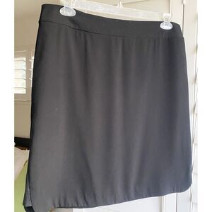 Eileen Fisher Skirt‎ Women's L Black Silk Panel Straight Lined Zip Up 22" L Knee